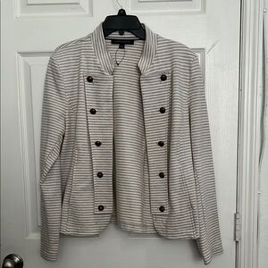 White and Gray Striped Women's Jacket